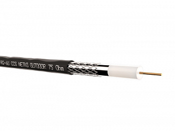 Netko Кабель коаксиальный RG-6U, 75 Ом (CCS, оплетка 32 нити AL), наружный, черный (100м) Optima